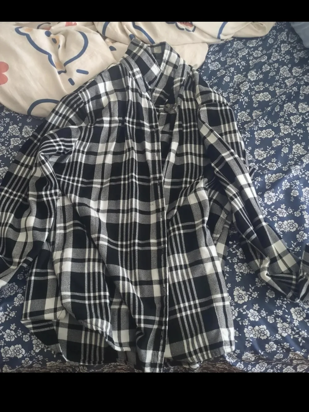 Black & White Plaid Button-Down Shirt